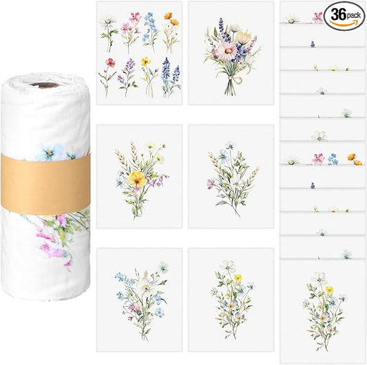 36 Pack Wildflower Reusable Cleaning Cloths Washable Cotton Kitchen Towels for Home(Multicolor)