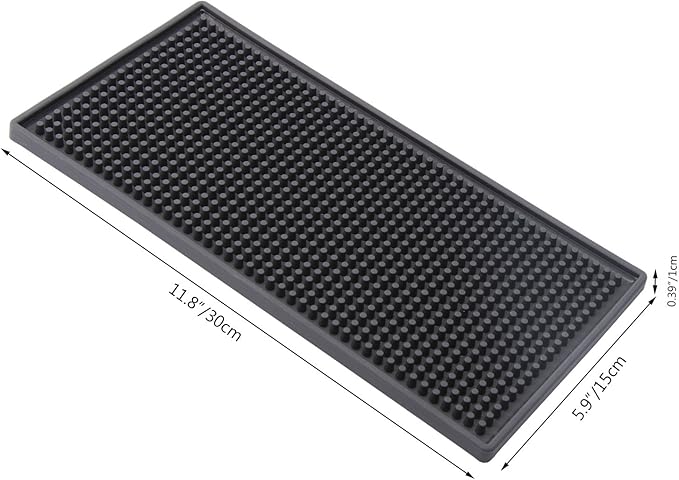Facmogu 2PCS 12" x 6" Rubber Bar Mats, PVC Bar Service Mats for Cocktail Bartender, Spill Cup Pads Glass Whiskey Coffee Wine Tea Beer Coaster Placemats