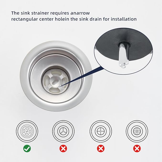 2 Pack Kitchen Sink Strainer and Stopper Combo - Stainless Steel Basket with Plastic Knob and Rubber Stopper Bottom, Fits Standard 3-1/2 Inch Drains