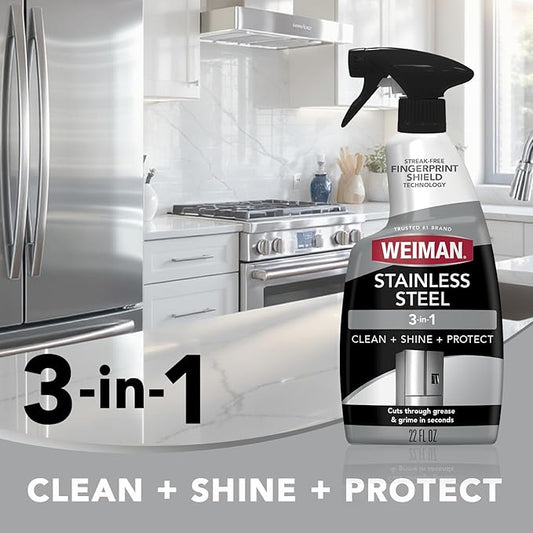 Weiman Stainless Steel Cleaner & Cooktop Heavy Duty Polish - Powerful Appliance Kitchen Cleaning Kit