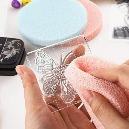 BAOFALI 5 Pcs/Set Stamp Shammy Scrubber,Stamp Cleaning Sponge,Ink Removing Tool for Applicable to Stamp Cleaning Cloth Stamps Rubber Stamps,Stamp Positioners and Craft Supplies Tool