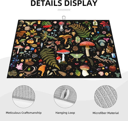 Mushroom Dish Drying Mat Witchy Home Decor For Kitchen Microfiber Absorbent Reversible Dish Pad Draining Mats For Countertop Coffee Mats 18x24 Inch