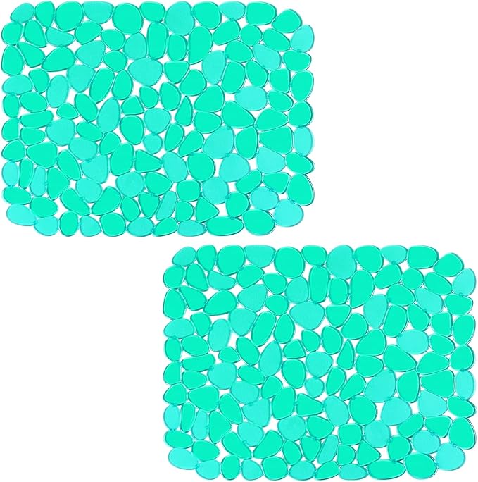 Bligli Pebble Sink Mat for Stainless Steel/Ceramic Sinks, PVC Eco-Friendly Sink Protectors Mats for Bottom of Kitchen Sink, Dish Drying Mat for Dishes and Glassware, 15.7 x 11.8 inch, Green
