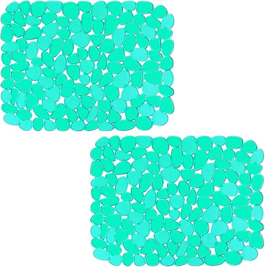 Bligli Pebble Sink Mat for Stainless Steel/Ceramic Sinks, PVC Eco-Friendly Sink Protectors Mats for Bottom of Kitchen Sink, Dish Drying Mat for Dishes and Glassware, 15.7 x 11.8 inch, Green