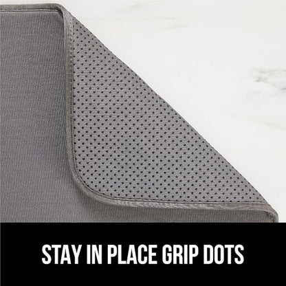 GORILLA GRIP Ultra Water Absorbent Microfiber Dish Drying Mat 2 Pack, Quick Dry Thick Mesh, Slip Resistant Pad for Sink Dishes or Under Rack, Kitchen Counter Accessories, Machine Wash, 18x16, Gray