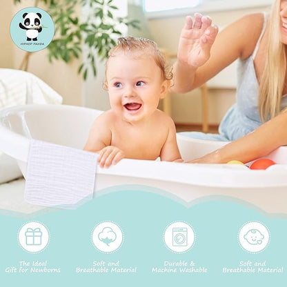 HIPHOP PANDA 20 Pack 6-Layers Muslin Burp Cloths Large - Durable 100% Cotton - Baby Essentials Extra Absorbent and Soft Boys & Girls Rags for Newborn Registry (White, 20" X10")