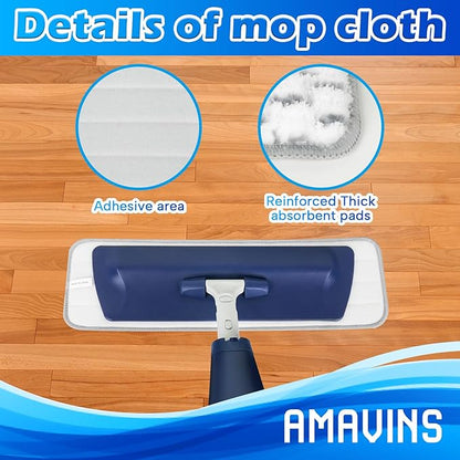 3 Pack Microfiber Cleaning Pads for White Gray 18 inches, Reusable Microfiber Mop Pads for 18 Inch Mop, Hardwood Floor Replacement Cleaning Mop Pads, Machine Washes