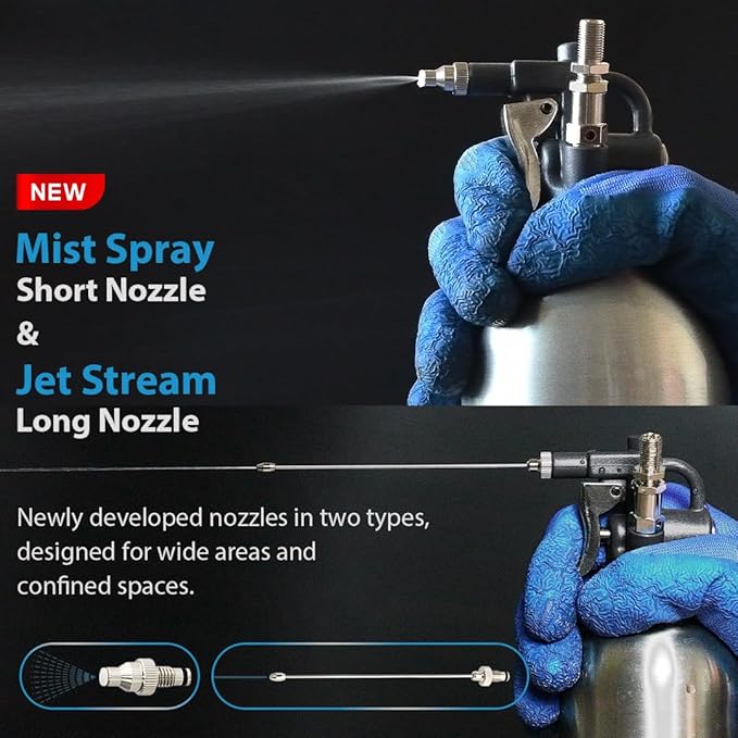 FIRSTINFO A1639 (3rd Gen) Patented Max. Pressure 140psi / 1000ml Thickened Aluminum Canister Refillable Aerosol Spray Can | Pneumatic Compressed Air Sprayer | Wide Mist & JET Spray
