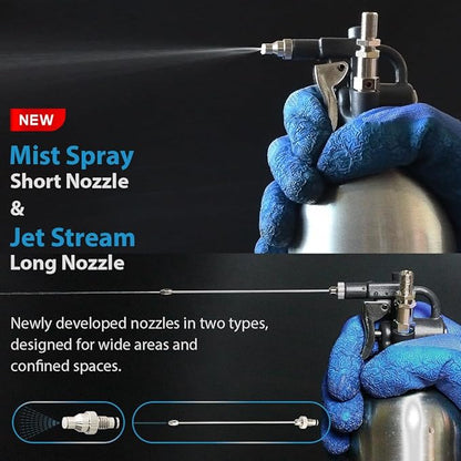 FIRSTINFO A1639 (3rd Gen) Patented Max. Pressure 140psi / 1000ml Thickened Aluminum Canister Refillable Aerosol Spray Can | Pneumatic Compressed Air Sprayer | Wide Mist & JET Spray