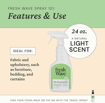 Fresh Wave Original Scent Odor Eliminator Spray & Air Freshener, 24 fl. oz. | Odor Absorber for Home, Furniture, Fabrics & Trash | Safer Odor Relief