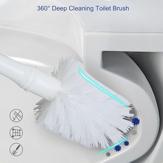 CELOX Toilet Brush and Plunger Set, Toilet Bowl Brush and Holder, Toilet Brush and Holder Set, Bright-White