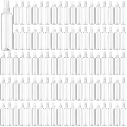 Tanlade 100 Pcs 8 oz Empty Spray Bottles with Pump Spray Cap Refillable Clear Plastic Misting Bottles Fine Mist Bottle for Hair Essential Oils Beauty Products Cleaning Travel(White)