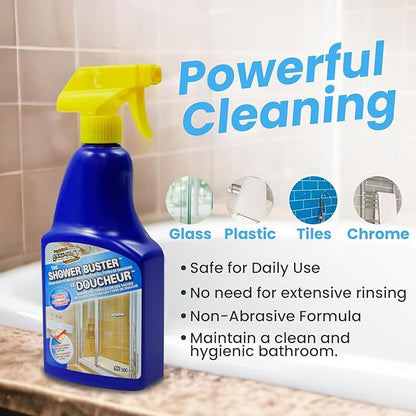Shower Cleaner Buster Spray - all Types of Surfaces, Shower Glass Cleaner, Stop Soap Scum & Water Stain (2 x 500 ML / 16.9 OZ)