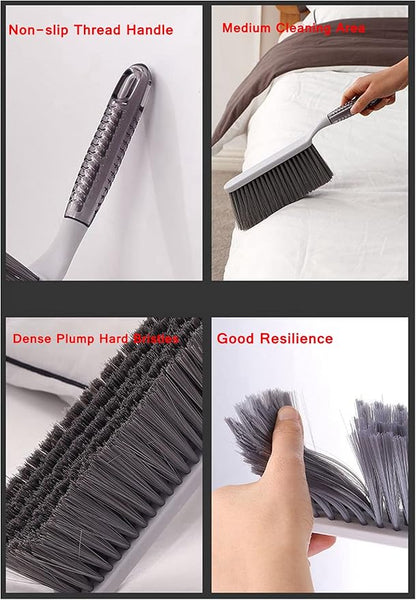 Dusting Brush, 13" Short Thick Firm Plastic Bristles, Medium Handheld Broom, Cleaning Heavier Litter, Workbench, Machine(Gray, 13 inch)