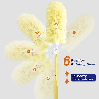 JOYMOOP Scented Telescopic Duster kit, 3FT Extendable Handle (Yellow) + 24 Yellow Refills for Swiffer Feather Duster,Easy Cleaning for Ceilings, Ceiling Fans, Blinds, Vents & Shelves