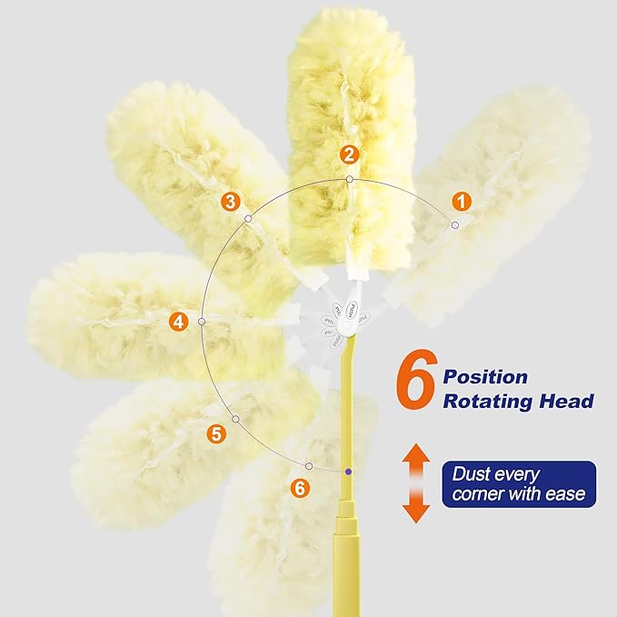 JOYMOOP Scented Telescopic Duster kit, 3FT Extendable Handle (Yellow) + 4 Yellow Refills for Swiffer Feather Duster,Easy Cleaning for Ceilings, Ceiling Fans, Blinds, Vents & Shelves
