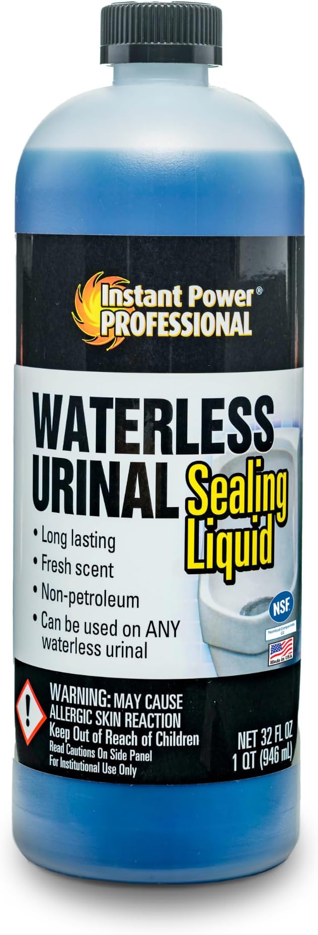 Instant Power Professional Waterless Urinal Sealing Liquid – Cleaner and Deodorizer, Ready to Use, Neutral pH, 32 Fl Oz