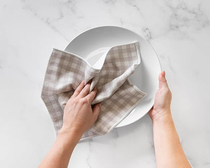 Martha Stewart Microfiber Cleaning Cloths, Ultra-Absorbent, Lint-Free Cleaning Towels for Home & Kitchen, Grey Gingham, 11 Inches, 24 Count