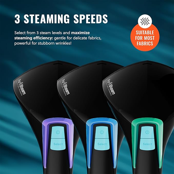 PurSteam Handheld Garment Steamer for Clothes – Powerful Wrinkle Remover with 3 Steam Settings, Large Removable Water Tank, and Fast Heat-Up – Portable Fabric Steamer for Home & Travel