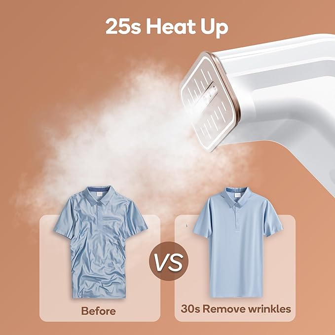 Mini Travel Steamer for Clothes,110-240V Portable Dual Voltage Steamer & Iron 2 In 1,Integrated 170ml Tank 25s Fast Heat,1.2lbs Travel Size Fabric Iron,Handheld Steaming Wrinkles Remover For Garments