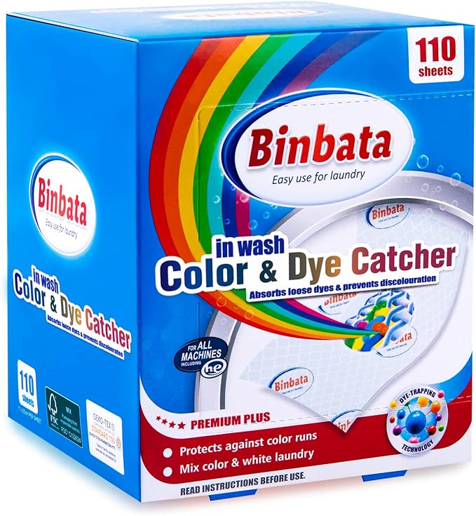 Binbata Color Grasper for Laundry 110 Count, Fragrance Free Dye Catcher Essential for Home Use, Dye Guard Grabber Sheets for Laundry in-Wash Sheets