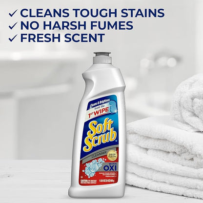 Soft Scrub Multi-Purpose Kitchen and Bathroom Cleanser with Oxi, 36 Ounce (Pack of 1)