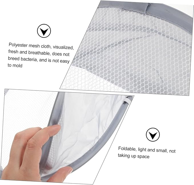 Foldable Wall-mounted Laundry Basket Gray Mesh Storage Bag for Bathroom Bedroom Dormitory Space-saving Hanging Clothes Organizer with Stable Load-bearing and Multifunctional Design