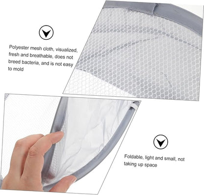 Foldable Wall-mounted Laundry Basket Gray Mesh Storage Bag for Bathroom Bedroom Dormitory Space-saving Hanging Clothes Organizer with Stable Load-bearing and Multifunctional Design