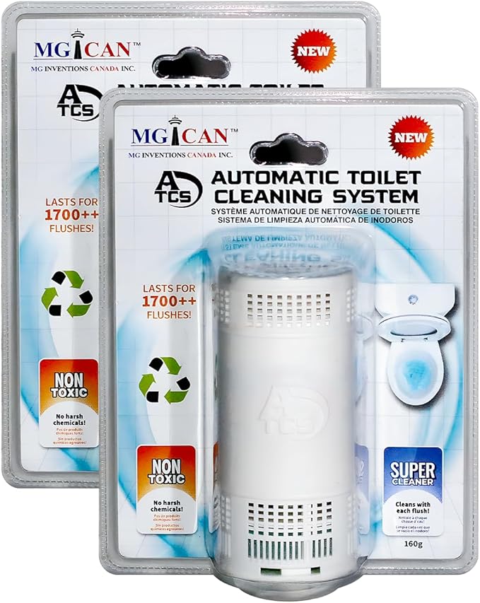 MGICAN Patented Automatic Toilet Bowl Cleaner System (ATCS) 1700+ Flushes - Non Toxic Toilet Bowl Cleaners for Hard Water Stains - UL-Certified Toilet Cleaner 1 Year Supply (2 Pack)