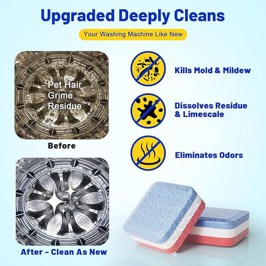 2-in-1 Pet Hair Removal Kit, Washing Machine Cleaner Tablets & Reusable Pet Hair Removal Glove for Cats and Dogs, Remove Stubborn Pet Hair | Complete Solution for Pet Owners