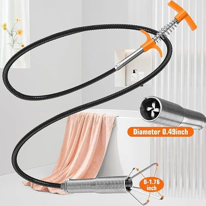 New Upgrade Drain Snake Hair Drain Clog Remover Tool - Tub Clogged Drains Opener Cleaning Tool, Flexible Grabber Claw Pick Up Reacher Tool Sink Drain Cleaner for Toilet Sewer Shower Bathroom (79 Inch)