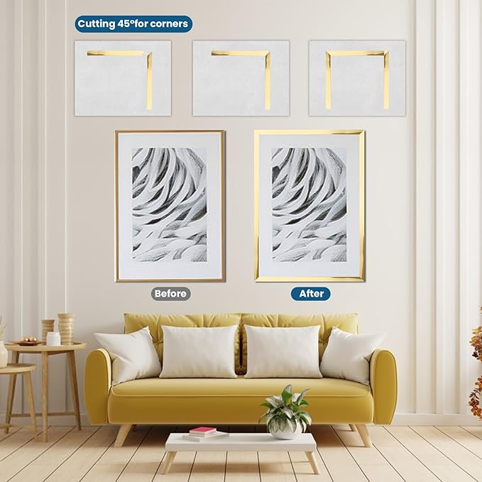 Peel and Stick Molding Trim Waterproof Mirror Tape Border Flexible Wall Trim Molding Self Adhesive for Home Decoration Wall Protection(9.8 Ft)