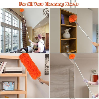 Ceiling Fan Cleaner, Extended Duster with Aluminum Pole, Adjusts 15 to 144 Inch for Bookshelves, Windows