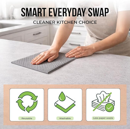 Swedish Dishcloths 12 Pack - Reusable Paper Towels for Kitchen, Absorbent Cellulose Sponge Cleaning Cloths, Washable Dish Rags, Quick Drying Kitchen Towels, Paper Towel Alternative by Organic Origin