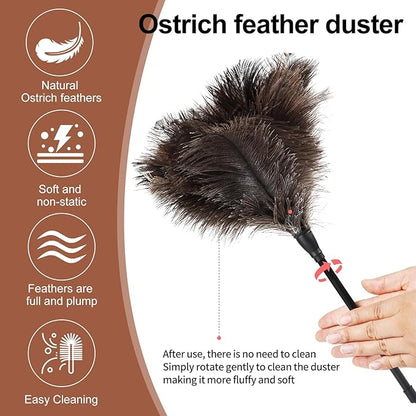 Ostrich Feather Duster-14.9 Inch Mini Natural Feathers Dusters with Plastic Handle Reusable Handheld for Cleaning Supplies Home Car Office(10pcs)