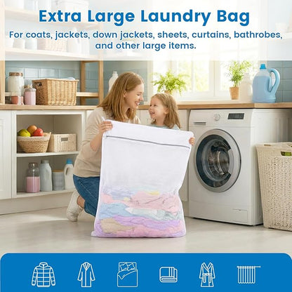 Dntorx 2 Pack XXX-Large Mesh Laundry Bags for Delicates, 35 x 43 Inches Reusable Laundry Bag Durable Wash Bags for Washing Machine for College, Family, Travel, Storage