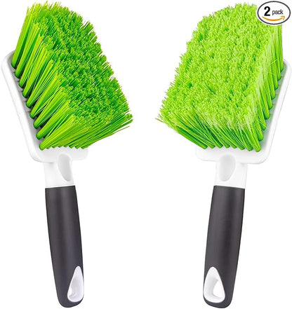 ITTAHO 2 Pack Car Wash Brush, Tire Brush for Cleaning Tires, Soft & Stiff Bristle Wheel Cleaner, Car Cleaning Supplies for Wheels, Rims, Carpet, Truck, SUV, Moto, RV, Motorcycle