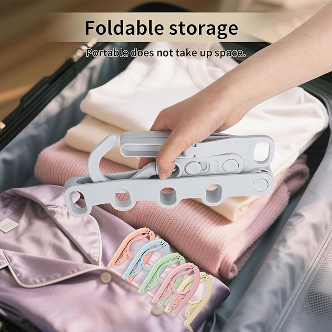 1Pcs Clothes Drying Rack Foldable and 5 Pcs Travel Hangers and 1pcs Organizer Bag,Foldable Design Doesn't take up Much Space, Great Combo for Travel/Hotel/Cruise.