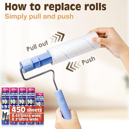 9.45 Inch Extra Sticky Lint Roller Refills 3 Pack (270 Sheets),Lint Roller Refills;Compatible with 9.45 Inch Lint Rollers Inner Diameter Required:1.5 Inches.