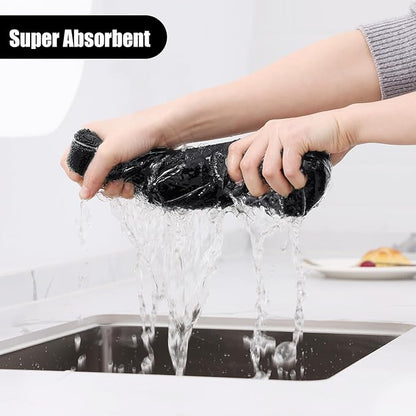 Homaxy Microfiber Kitchen Towels and Dishcloths Set, 20 Pack Soft and Absorbent Dish Hand Towels Bulk, 28 x 16 Inch & 12 x 12 Inch Quick Drying Rags for Washing Dishes, Black