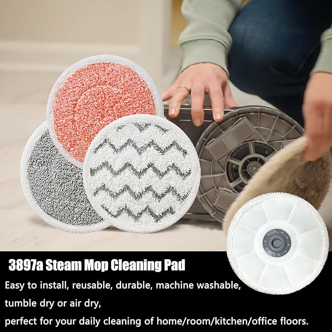 Rotating Mop Replacement Pads Compatible with Bissell Spin-Wave 3897A 3712C 3712W SmartSteam Scrubbing Steam Mop, Spinwave Mop Pads 12 Pack