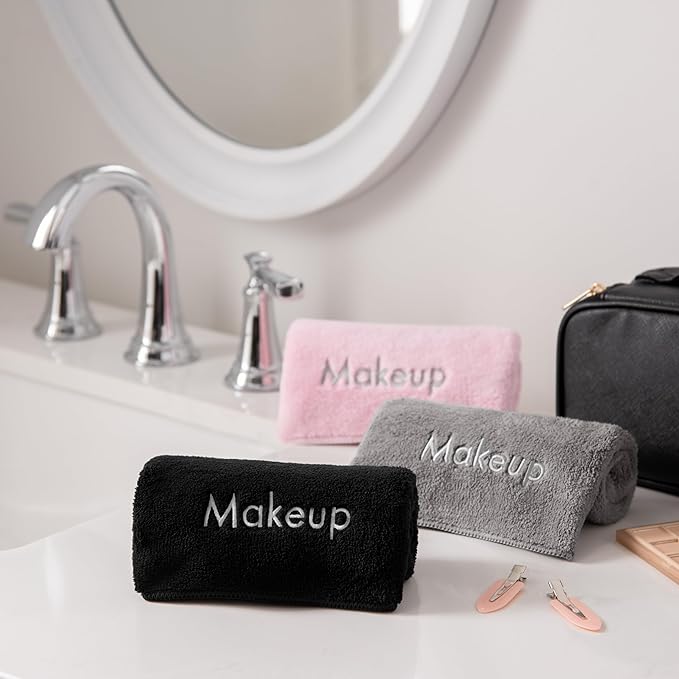 Arkwright Makeup Remover Cloths 6 Pack - Microfiber Coral Fleece Face Towels, Ultra Soft Reusable Washcloths, Gentle Facial Cleansing for Waterproof Makeup, 13 x 13, Pink