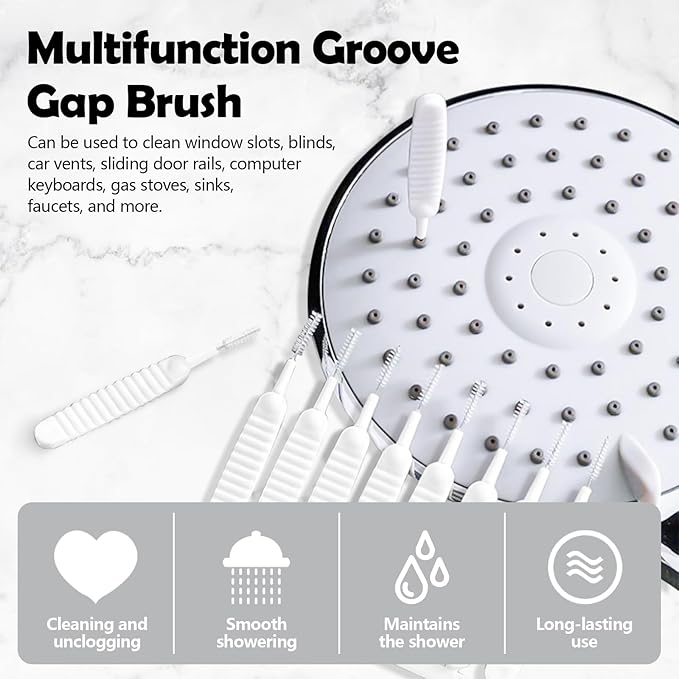 100 Pieces Mini Shower Head Cleaning Brush Multifunctional Gap Hole Anti-Clogging Nylon Pore Gap Cleaning Brush for Window Slot Phone Keyboard Car Vent Straw Bathroom Shower Cleaning Tool (White)