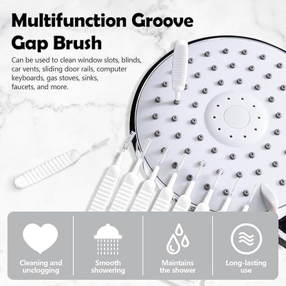 100 Pieces Mini Shower Head Cleaning Brush Multifunctional Gap Hole Anti-Clogging Nylon Pore Gap Cleaning Brush for Window Slot Phone Keyboard Car Vent Straw Bathroom Shower Cleaning Tool (White)