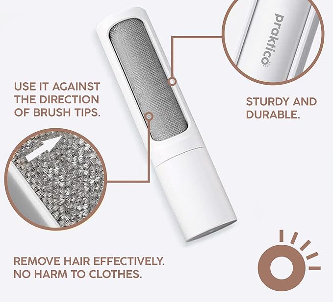 Portable Pet Hair & Lint Remover Roller – Compact Pet Hair & Lint Remover for Clothes, Furniture & Car | Eco-Friendly, Washable & Durable (White)