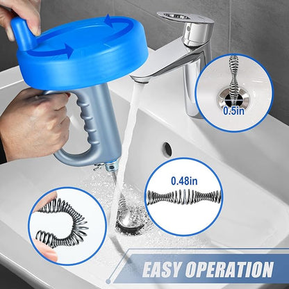 Drain Auger,32Ft Drain Snake Clog Remover,Flexible Snake Drain Hair Removal Tool,Pipe Drain Clog Remover,Plumbing Snake Pipe Blockage Dredging Tool,Bathroom Kitchen Sink Cleaner Tools