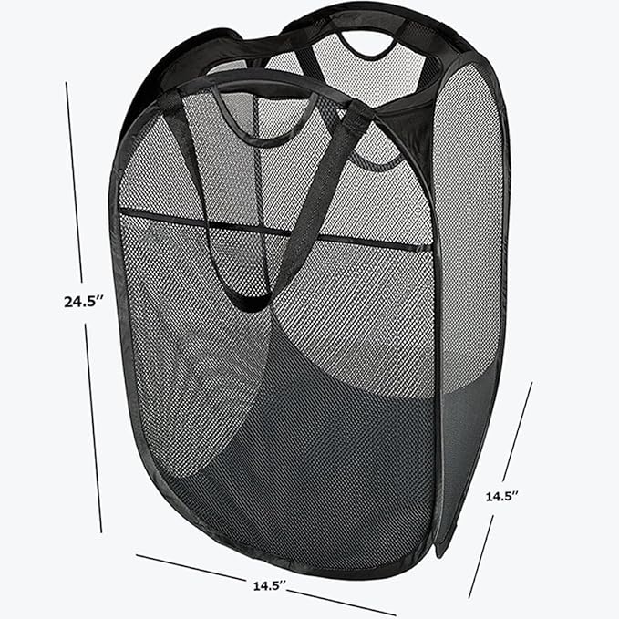 KOMBIUDA Collapsible Laundry Basket Square Folding Clothes Hamper for Dirty Clothes Storage Eco-friendly Material Capacity Organizer for Home and Black