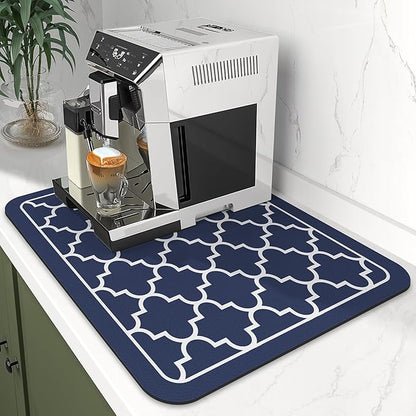 WISELIFE Dish Drying Mat Super Absorbent Drying Mat Large Dish Drying Mats for Kitchen Counter Easy Clean Dish Mat Kitchen Drying Mat15"x 18" Stylish Blue