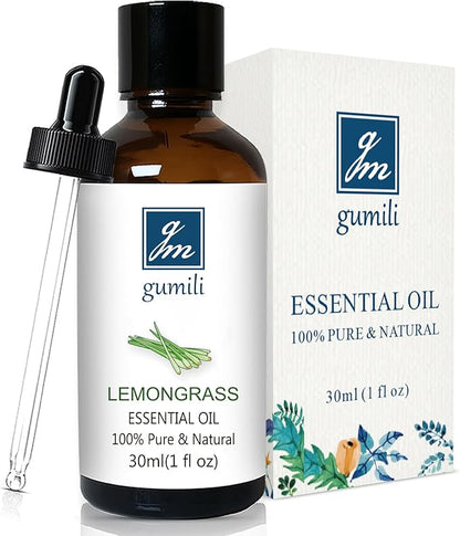 GM Gumili Lemongrass Essential Oil 1 Oz – 100% Pure Natural Lemongrass Oil for Diffuser