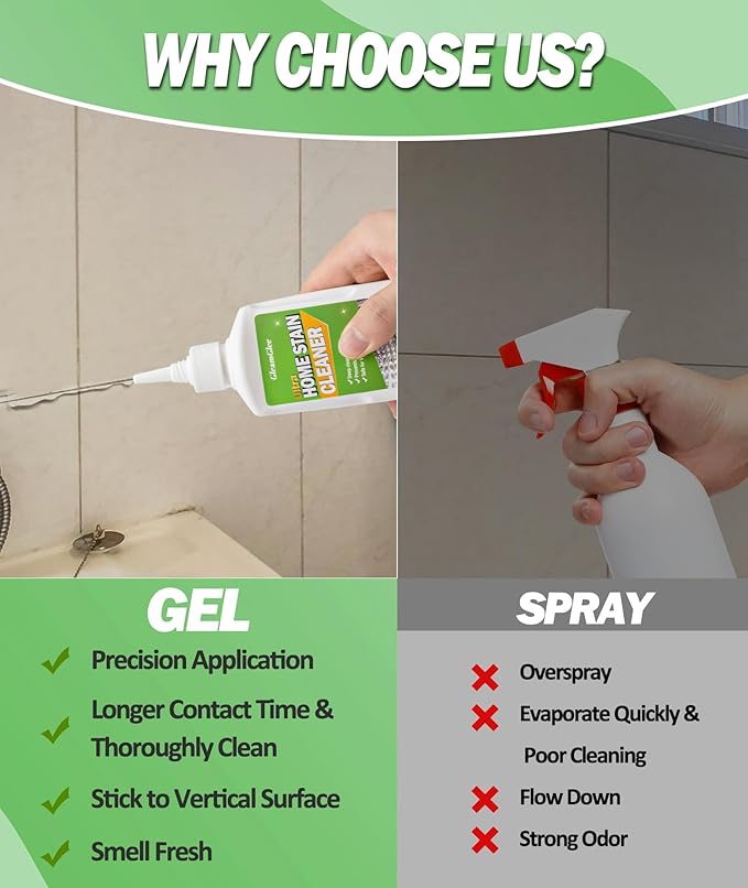 Home Remover Gel, 2 Pack Powerful Washing Machine Gasket Cleaner, Heavy Duty Cleaning Solution for Washing Machine, Refrigerator Strips, Bathroom Grout, Tiles, Sink, Shower - 10 Fl.Oz